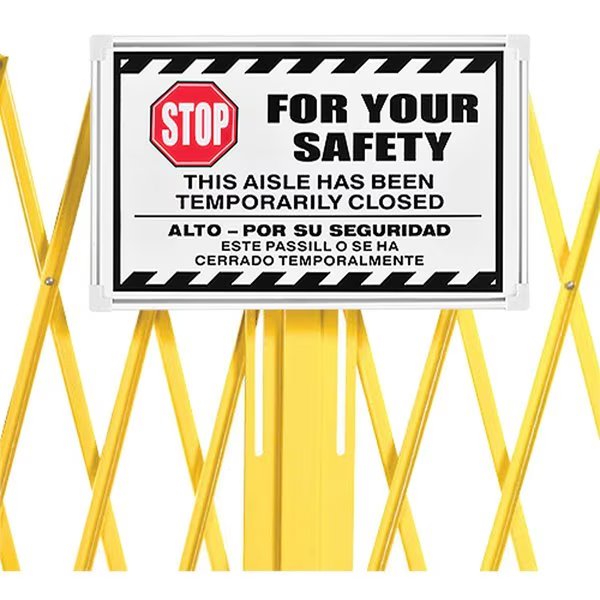 Steel Portable Barricade Gate Replacement Sign, Aluminum, For 652923, Global Industrial, Mfr#: 708364RPL